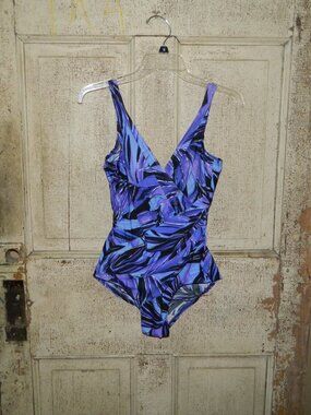 Miraclesuit Oceanus Purple Leaf Crossover Swimsuit READ (W-1)
